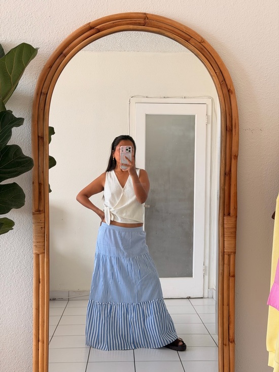 J. Crew Dresses & Skirts - J. Crew Blue and White Striped Tiered Maxi Skirt